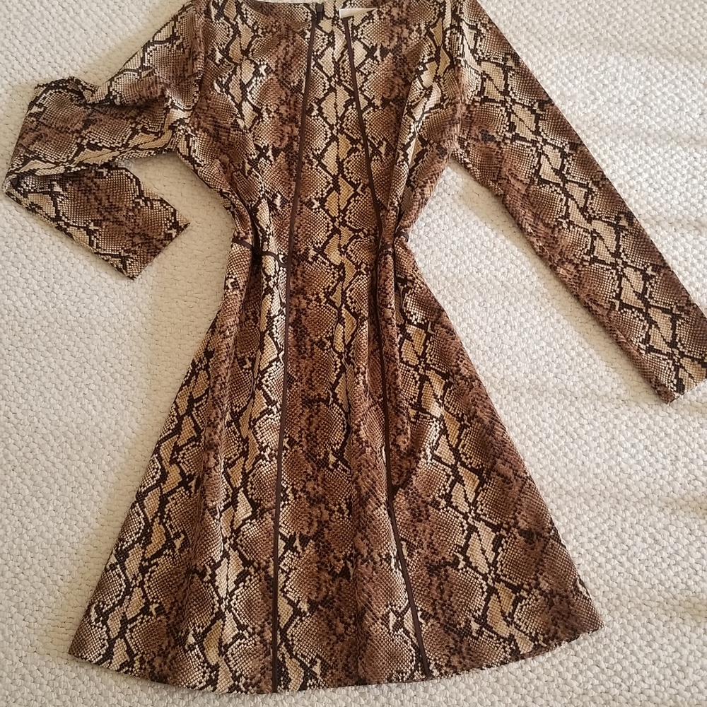 Michael Kors Brown Snakes Print Dress, sz 14 (A line) mint condition, like new